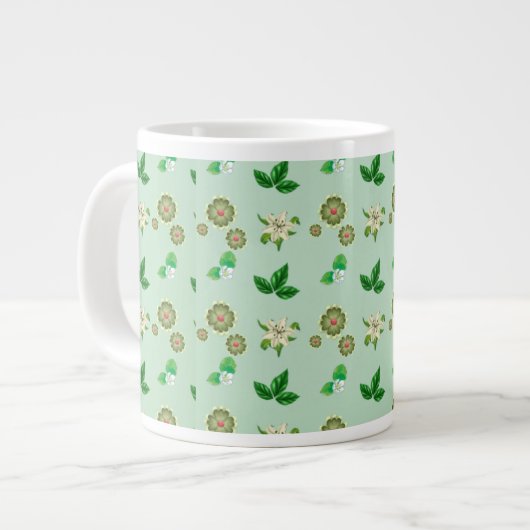 Botanische Esthetische Mok – Groene Bloem Coffee C (Links)