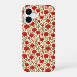 Botanische esthetische rode anjer Bloemen iPhone 16 Hoesje