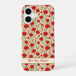 Botanische esthetische rode bloem iPhone 16 hoesje