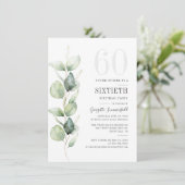 Botanische Eucalyptus 60e verjaardag Grieks Kaart (Staand voorkant)