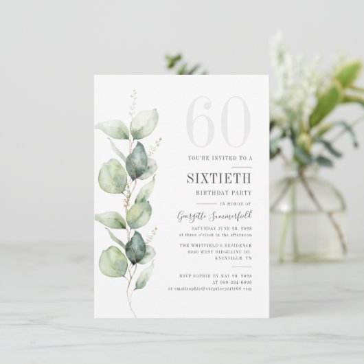 Botanische Eucalyptus 60e verjaardag Grieks Kaart (Staand voorkant)