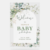 Botanische eucalyptus Baby shower welkom Acryl Bord (Voorkant)