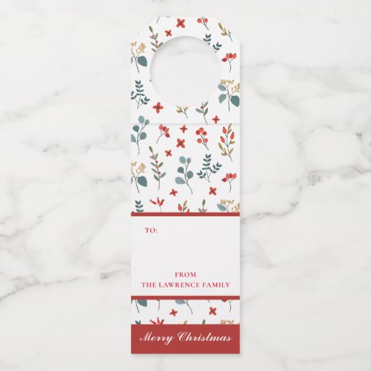 Botanische Eucalyptus Berries Kerstmis Flessenhanger (Voorkant)