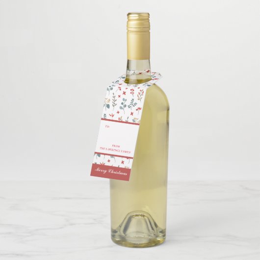 Botanische Eucalyptus Berries Kerstmis Flessenhanger (Schuin)