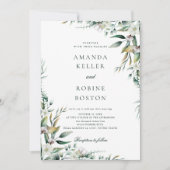 Botanische Eucalyptus Bloemen Huwelijksuitnodiging Kaart (Voorkant)