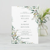 Botanische Eucalyptus Bloemen Huwelijksuitnodiging Kaart (Staand voorkant)