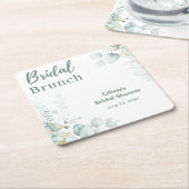 Botanische Eucalyptus Bruids Brunch Bruidsfeest Kartonnen Onderzetters (Schuin)