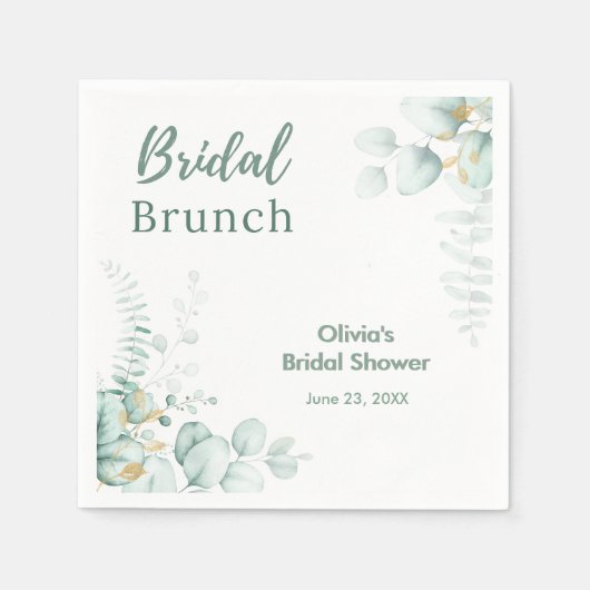 Botanische Eucalyptus Bruidsbrunch Bruidsfeest Servet (Voorkant)