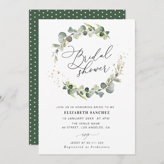 botanische eucalyptus bruidsdouche uitnodiging (Voorkant / Achterkant)