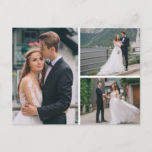 Botanische eucalyptus bruiloft dank u 4-foto aankondigingskaart (Voorkant)