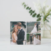 Botanische eucalyptus bruiloft dank u 4-foto aankondigingskaart (Staand voorkant)