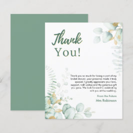 Botanische Eucalyptus Bruiloft Dankkaart