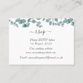 Botanische eucalyptus bruiloft RSVP behuizing Kaar Visitekaartje (Achterkant)