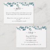 Botanische eucalyptus bruiloft RSVP behuizing Kaar Visitekaartje (Voorkant / Achterkant)