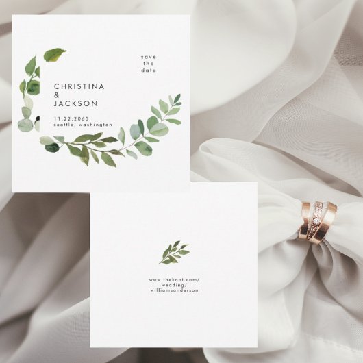 Botanische Eucalyptus Bruiloft Vierkant Save the D Date