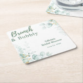 Botanische Eucalyptus Brunch & Bubbly Bruiloftsfee Kartonnen Onderzetters (Schuin)