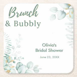 Botanische Eucalyptus Brunch & Bubbly Bruiloftsfee Kartonnen Onderzetters
