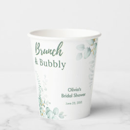 Botanische Eucalyptus Brunch & Bubbly Bruiloftsfee Papieren Bekers