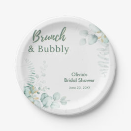 Botanische Eucalyptus Brunch & Bubbly Bruiloftsfee Papieren Bordje