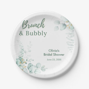 Botanische Eucalyptus Brunch & Bubbly Bruiloftsfee Papieren Bordje