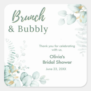 Botanische Eucalyptus Brunch & Bubbly Bruiloftsfee Vierkante Sticker