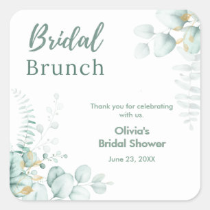 Botanische Eucalyptus Brunch & Bubbly Bruiloftsfee Vierkante Sticker