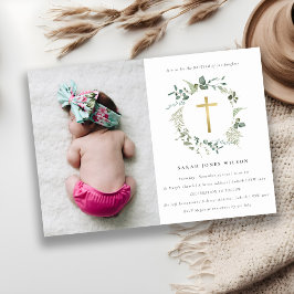 Botanische Eucalyptus Cross adem Foto Baptisme Kaart