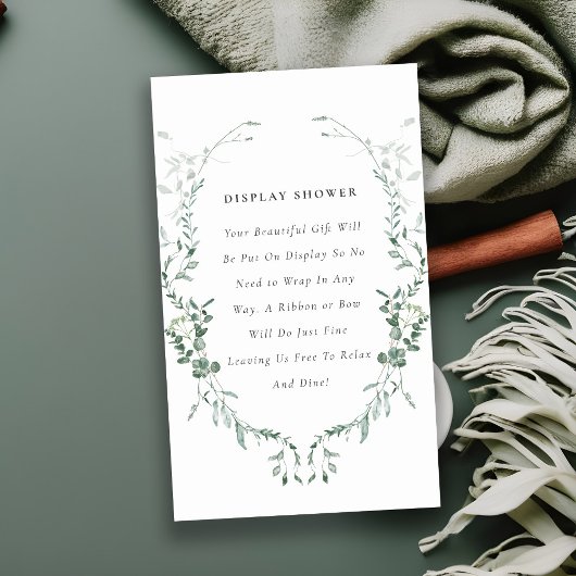 Botanische Eucalyptus Display Shower Baby shower Informatiekaartje