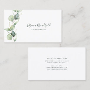 Botanische Eucalyptus Elegant Script Beauty Salon Visitekaartje
