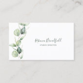 Botanische Eucalyptus Elegant Script Beauty Salon Visitekaartje (Voorkant)
