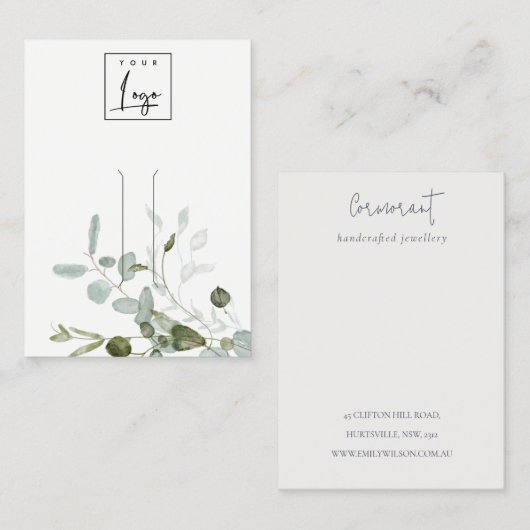 Botanische Eucalyptus Fauna Logo Haarclip Display Visitekaartje (Voorkant / Achterkant)