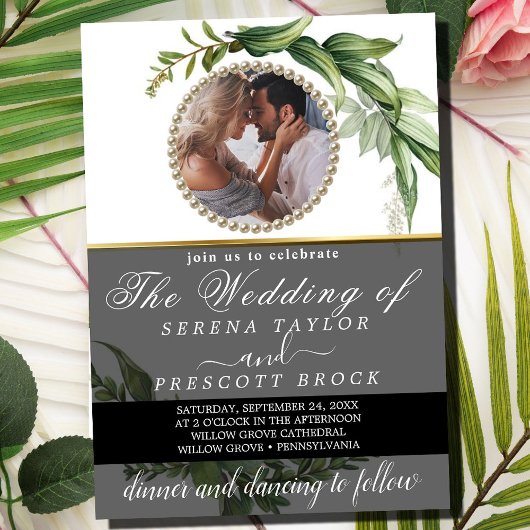 Botanische eucalyptus foto alles in één bruiloft kaart