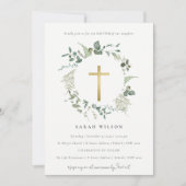 Botanische Eucalyptus Gold Cross-Wreatbaptisme Kaart (Voorkant)