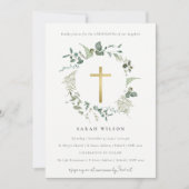 Botanische Eucalyptus Gold Cross Wreate Christenin Kaart (Voorkant)