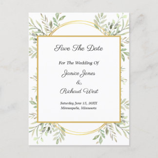 Botanische Eucalyptus Gold Lijst sparen de datum o Briefkaart