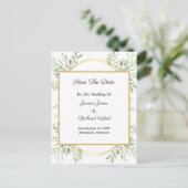 Botanische Eucalyptus Gold Lijst sparen de datum o Briefkaart (Staand voorkant)