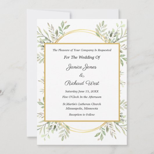 Botanische Eucalyptus Gold Lijst Weddenschap Kaart (Voorkant)
