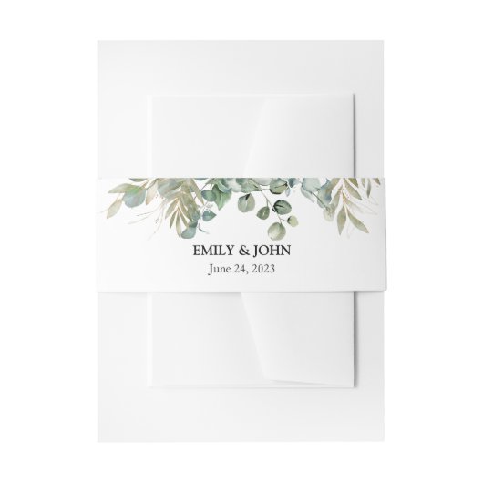 Botanische Eucalyptus Goudblad Moderne Ontwerp Uitnodigingen Wikkel (Voorkant Voorbeeld)