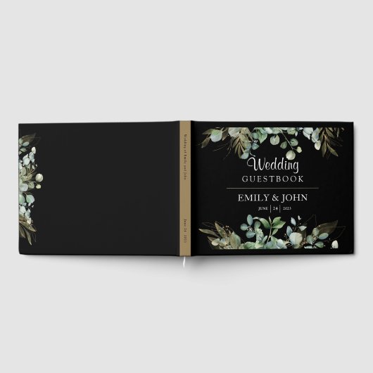 Botanische Eucalyptus Gouden Blad Moderne Ontwerp Gastenboek (Volledig)
