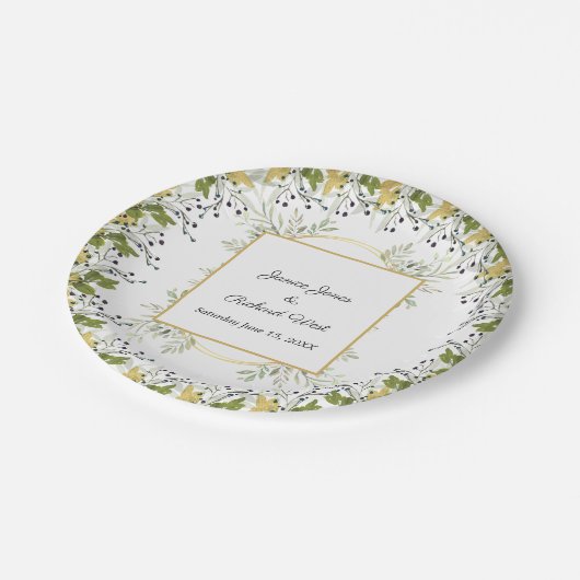 Botanische Eucalyptus Gouden Lijst Trouwfeest Papieren Bordje (Gekanteld)