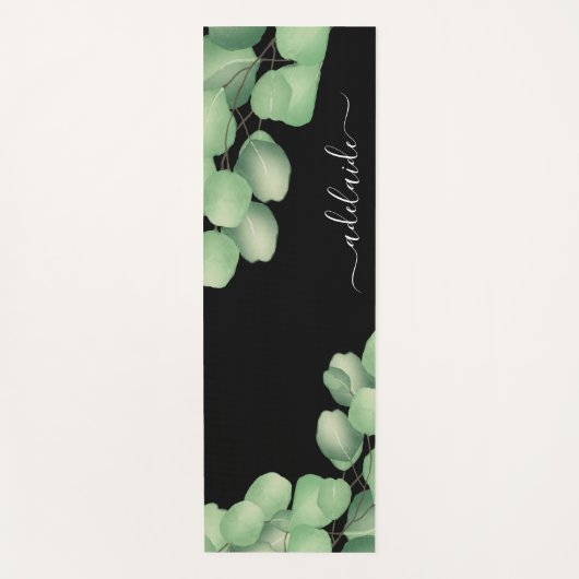 Botanische Eucalyptus Green Monogram Yoga Mat (Voorkant)
