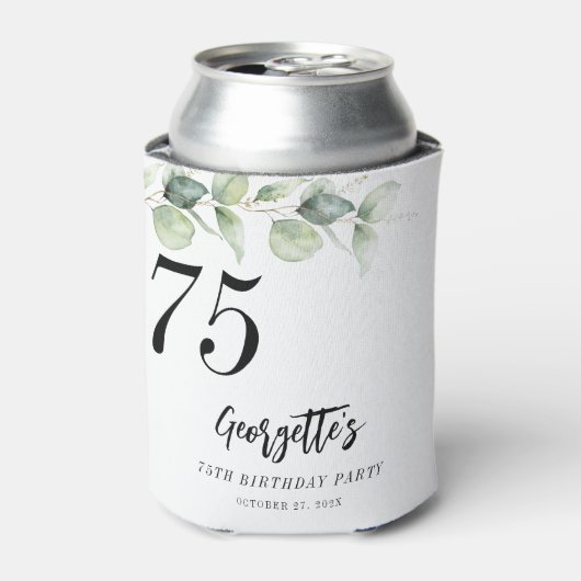 Botanische Eucalyptus Greenery 75e verjaardag Blikjeskoeler (Blikje Voorkant)