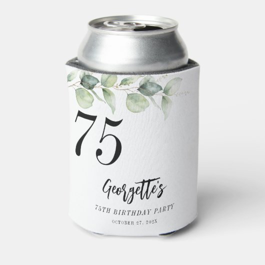 Botanische Eucalyptus Greenery 75e verjaardag Blikjeskoeler (Blikje Achterkant)
