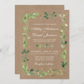 Botanische Eucalyptus Greenery Kraft Wedding Kaart (Voorkant / Achterkant)