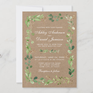 Botanische Eucalyptus Greenery Kraft Wedding Kaart