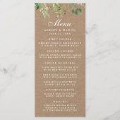 Botanische Eucalyptus Greenery Kraft Wedding Menu (Voorkant)