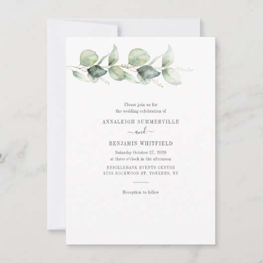Botanische Eucalyptus Greenery Rustic Wedding Kaart (Voorkant)