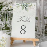 Botanische Eucalyptus Greenery Waterverf Elegant Kaart<br><div class="desc">Mooie trouwnummers met waterverf eucalyptus en goudbladeren.</div>
