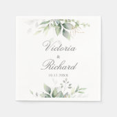 Botanische Eucalyptus Greenery Waterverf Elegant Servet (Voorkant)