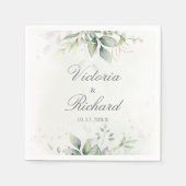 Botanische Eucalyptus Greenery Waterverf Elegant Servet (Voorkant)